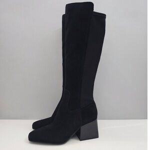 New Blondo Tenor Suede Waterproof Black Heeled Knee-High Boots Womens Size 7